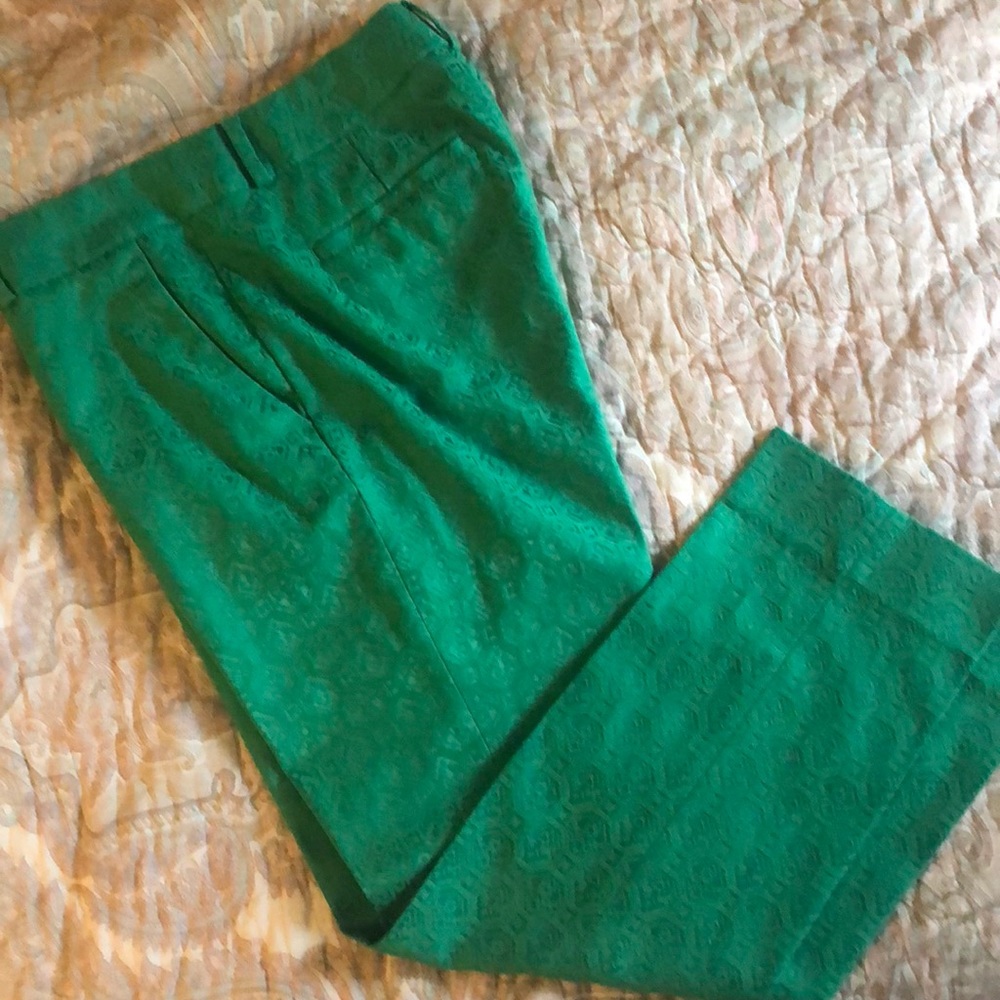 Green brocade ankle pant